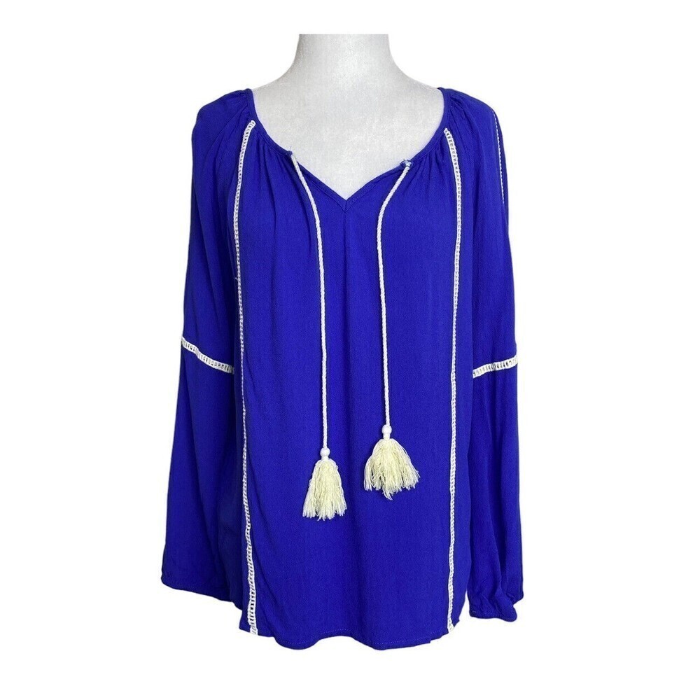 Available by Angela Fashion Blouse Womens Extra Large Blue Casual Ladies Top